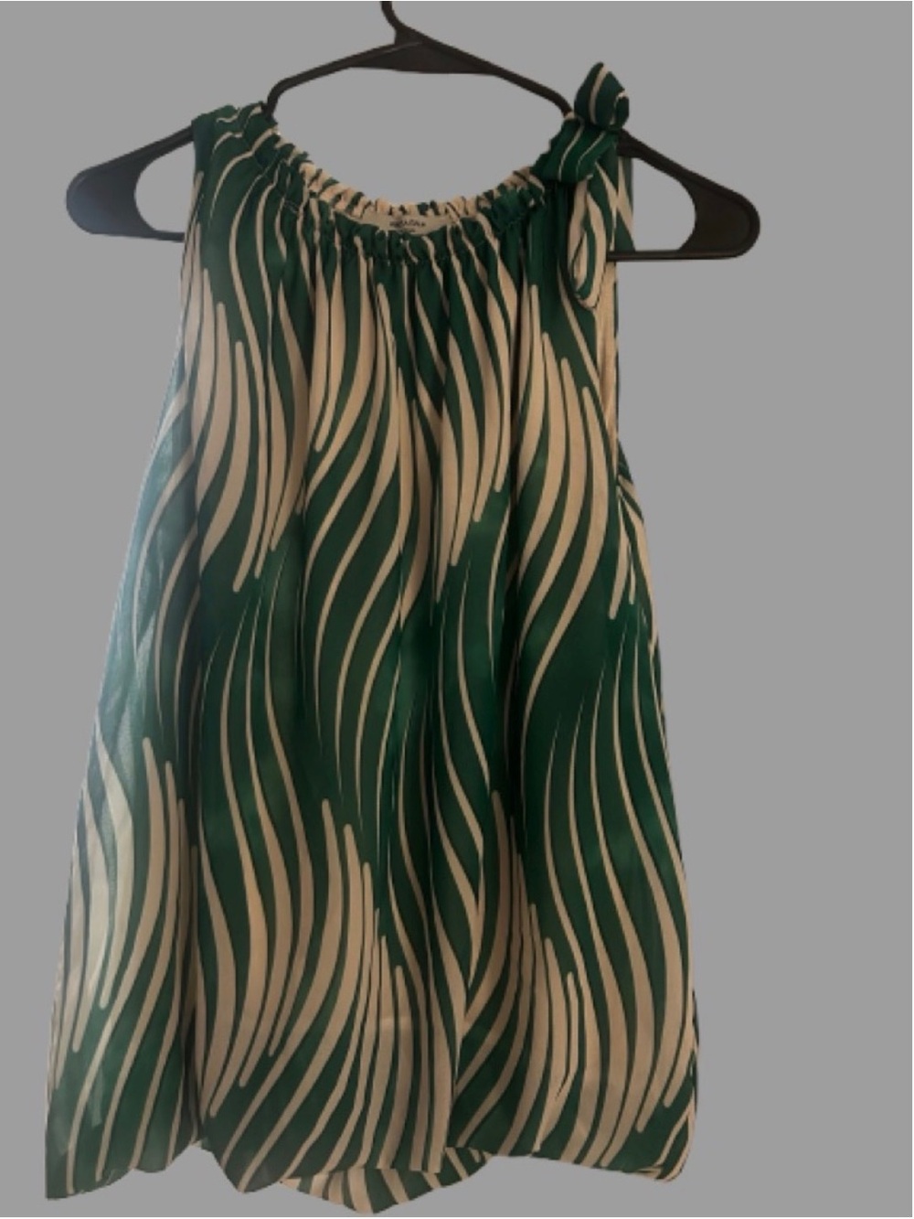 Made in Italy Green and Cream Patterned Sleeveless Tie-Shoulder Top - Picture 1 of 5